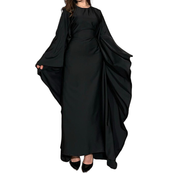 batwing sleeve maxi dress Black 1